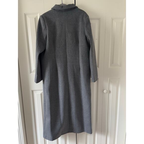 Gray Long Coat Premium Cotton Blend Elegant Women Coat - Picture 8 of 9